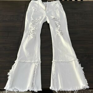 White SHEIN flare jeans